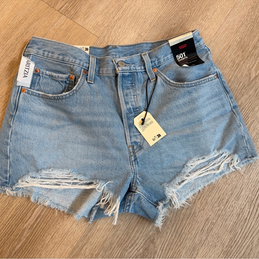 Levi's Women's Distressed Light Blue Jean Shorts